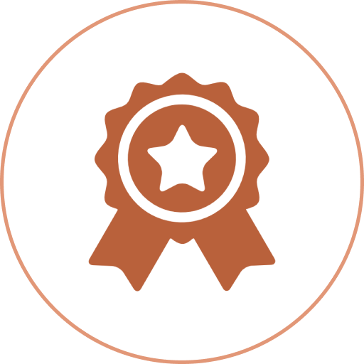 Award ribbon with a star icon.