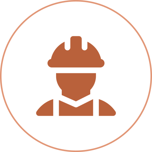 Worker icon wearing a hard hat.